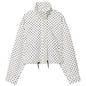 Polka Dot Bomber Jacket Women's Zip Up Crop Coat