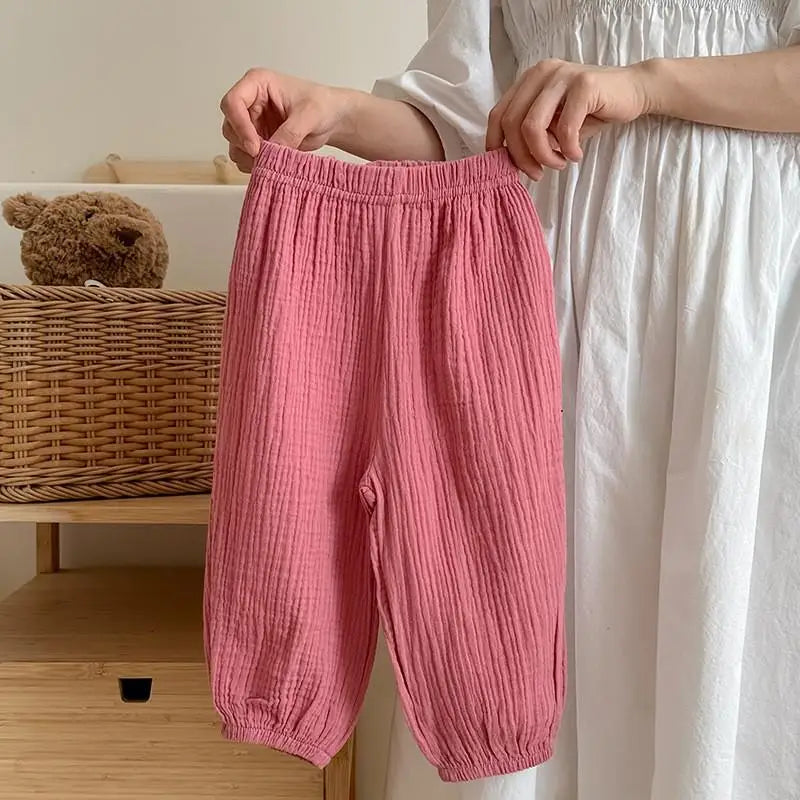 Summer Thin Solid Color Anti Mosquito Pants for Kids