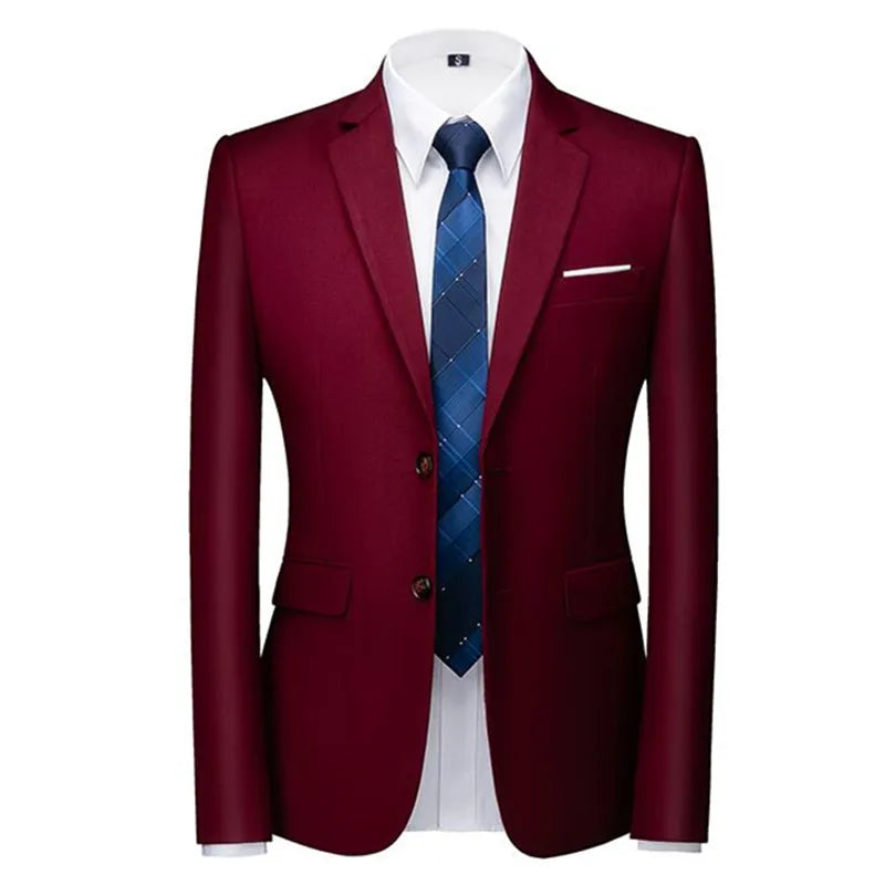 Men's Solid Color Formal Suit Jacket Slim Fit Blazer