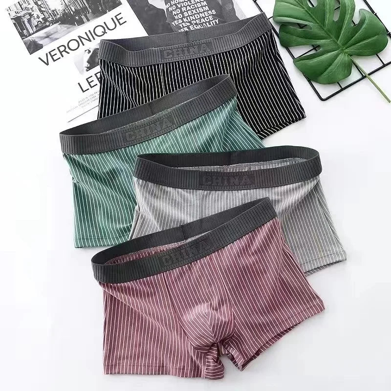 Men's Cotton Boxer Shorts Underwear 4Pcs Set