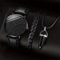 Men's Quartz Watch Set with Leather Band and Accessories