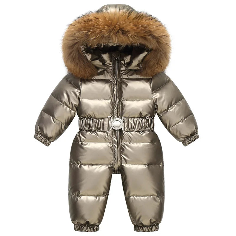 Children's Waterproof Hooded Down Snowsuit for Winter