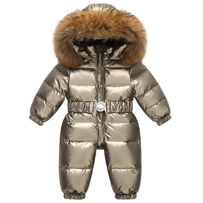 Children's Waterproof Hooded Down Snowsuit for Winter