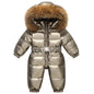 Children's Waterproof Hooded Down Snowsuit for Winter