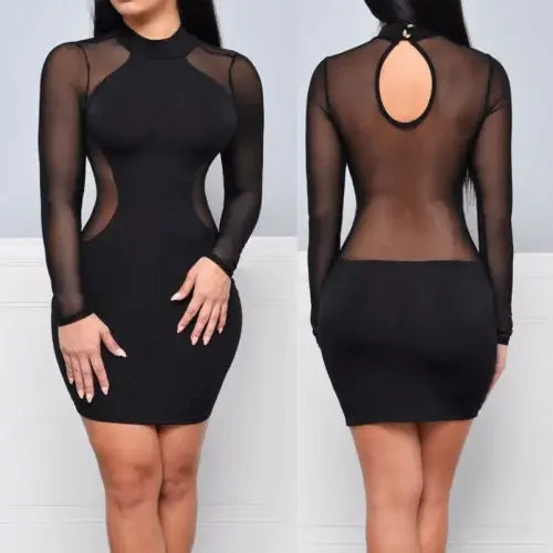 Women Summer Casual Long Sleeve O-Neck Mini Dress