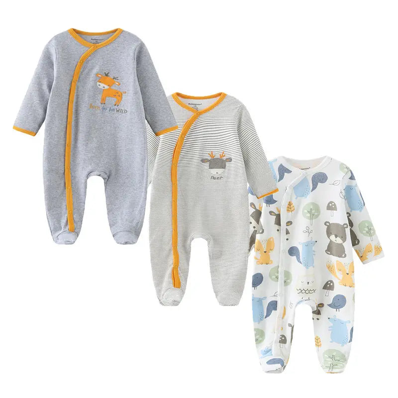 Kiddiezoom Unisex Cartoon Long Sleeve Romper 100% Cotton