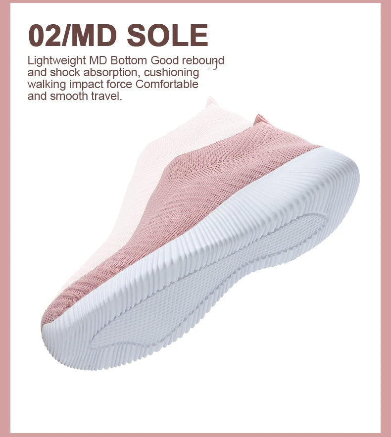 Pink Women Slip On Walking Shoes Lightweight EVA