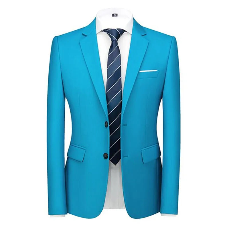 Men's Solid Color Formal Suit Jacket Slim Fit Blazer