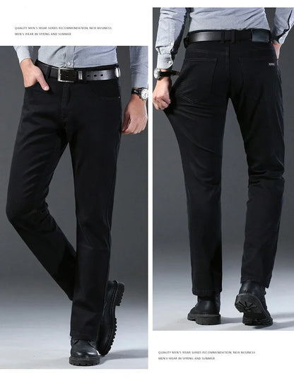 Men's Soft Stretch Black Denim Biker Jeans