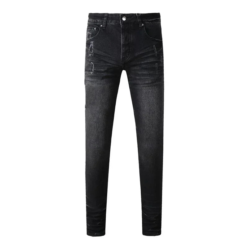 Men's Retro Wash Low Rise Elastic Skinny Denim Jeans