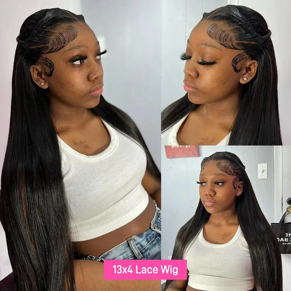 40 Inch Straight Human Hair Wig with Transparent Lace