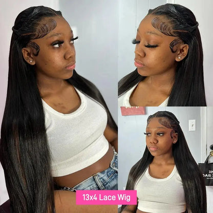 40 Inch Straight Human Hair Wig with Transparent Lace