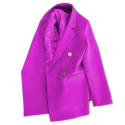 Women Double-Breasted Blazer Casual Suit Jacket