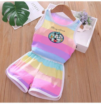 Cartoon Printed Vest and Shorts Set for Kids