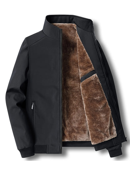 Men's Casual Velvet Jacket with Stand-Up Collar