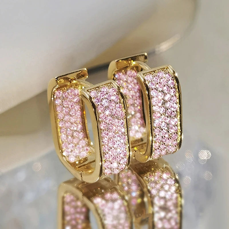 Huitan CZ Hoop Earrings for Women in Silver and Gold
