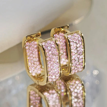Huitan CZ Hoop Earrings for Women in Silver and Gold
