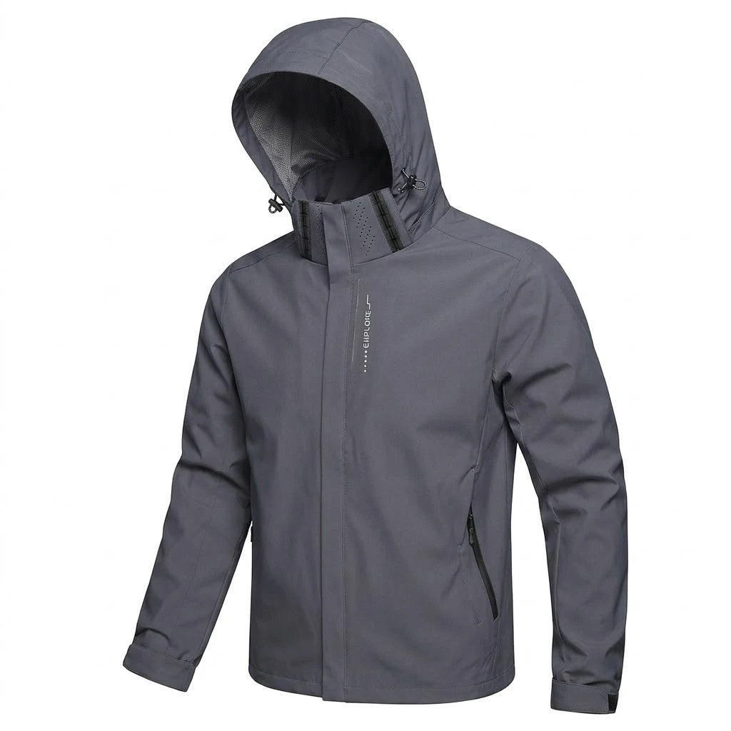 Men's Waterproof Windproof Hoodie Jacket for Outdoor Activities