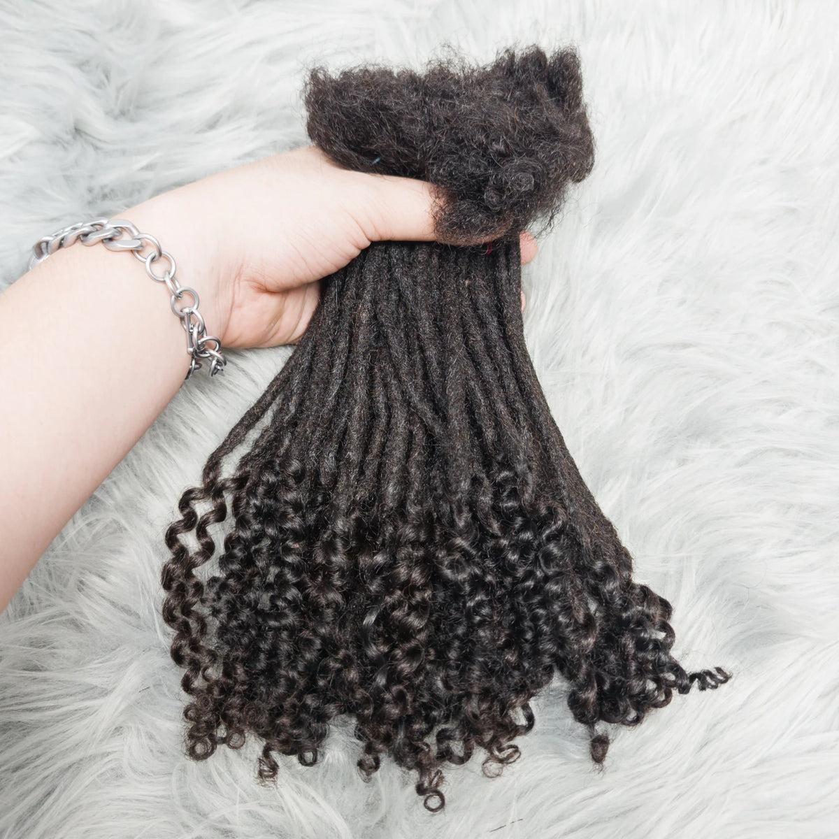 Natural Human Hair Dreadlock Extensions 8-12 Inch Curly Ends
