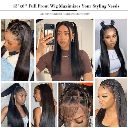 40 Inch HD Transparent Lace Front Straight Wig Black