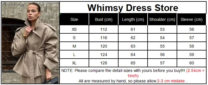 Khaki Long Color-block Stripe Trench Coat for Women