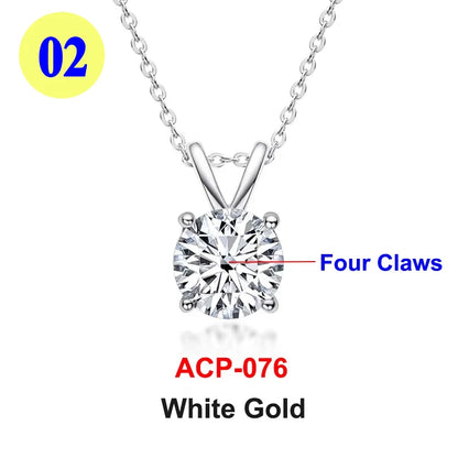 Moissanite Pendant Necklace 18K Gold Plated Women