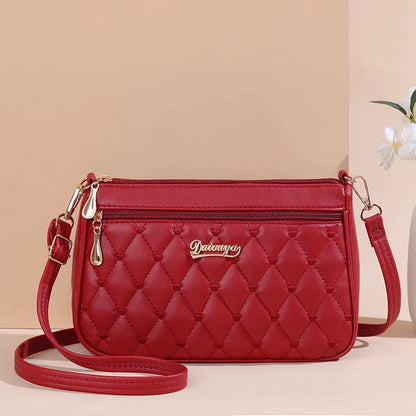 Leather Messenger Bag with Fur Decoration for Women