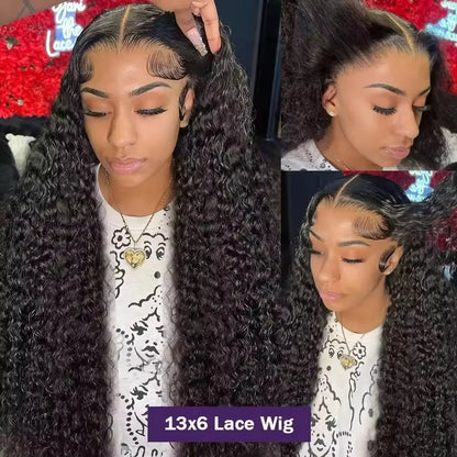 Water Deep Wave Human Hair Lace Front Wig 30 Inch