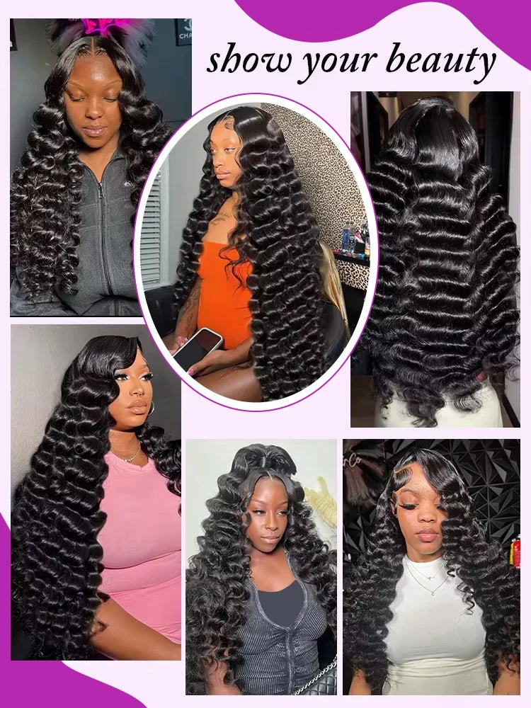 Loose Deep Wave 360 Full Lace Front Human Hair Wig 30 Inch