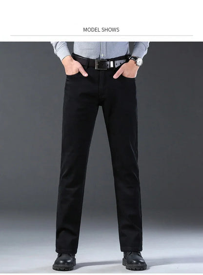 Men's Soft Stretch Black Denim Biker Jeans
