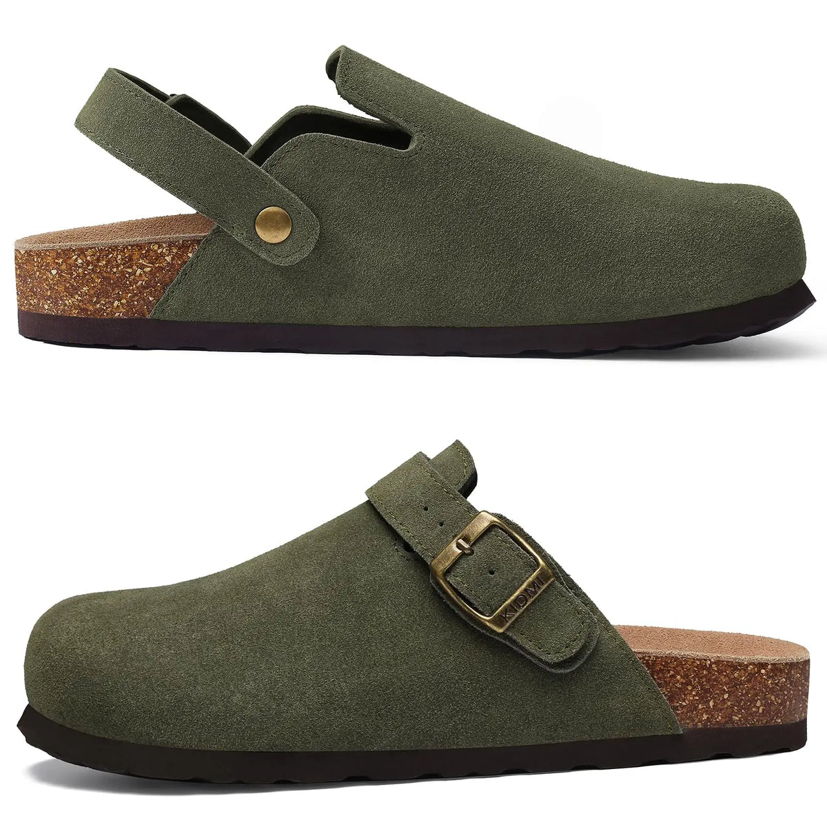 Genuine Leather Clogs with Cork Footbed for Women