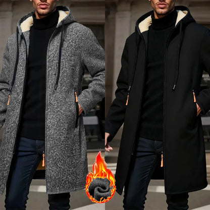 Men's Fleece Hooded Windbreaker Jacket