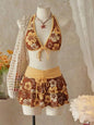 Elegant Floral High-Waist Bikini Set for Women
