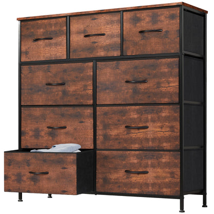 JHK Modern Fabric Dresser With 9 Storage Drawers