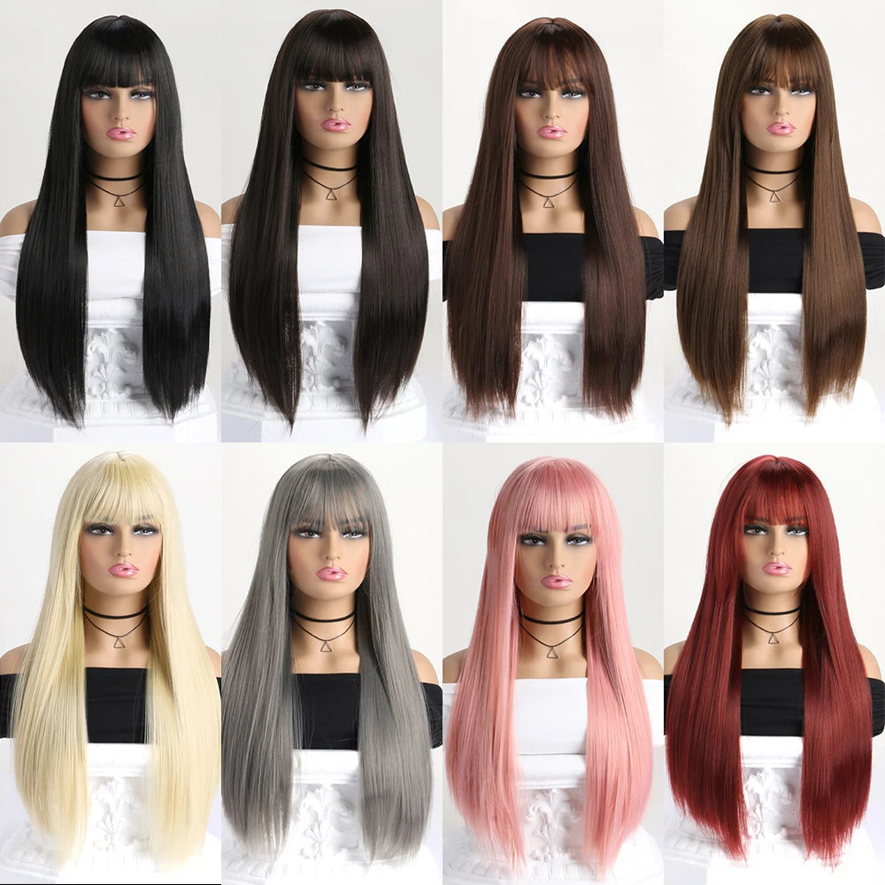 26 Inch Long Straight Synthetic Wig for Women