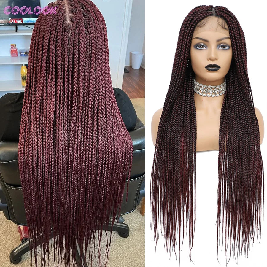 Cornrows Braided Wig 36 Inches Synthetic Hair Black