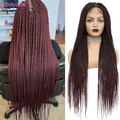 Cornrows Braided Wig 36 Inches Synthetic Hair Black