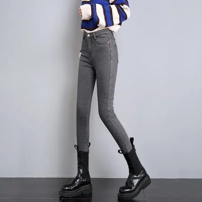 Women's Winter Plush Stretch Skinny Jeans