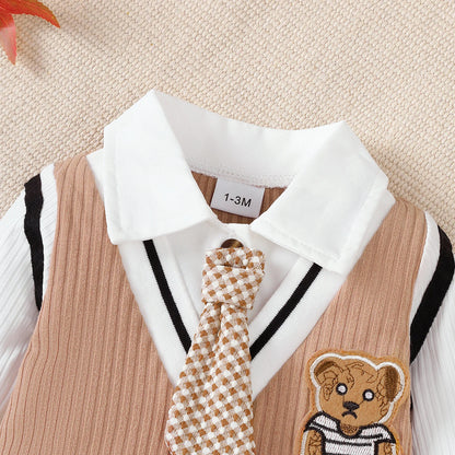 Baby Boy Cartoon Teddy Bear Jumpsuit for 0-18 Months