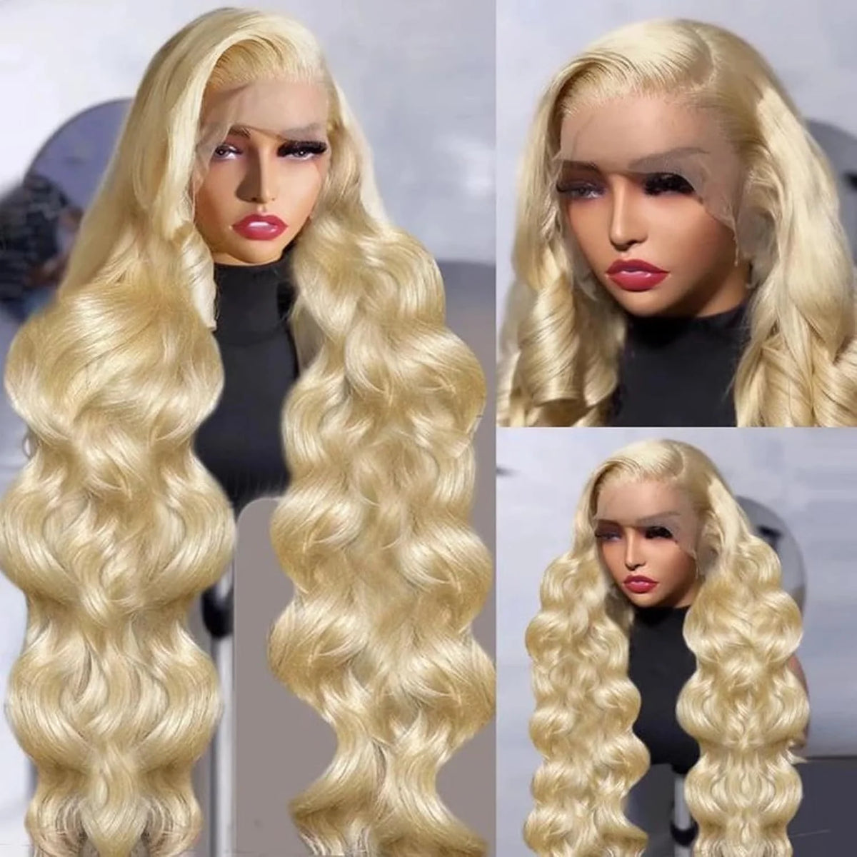613 13x6 Lace Front Body Wave Human Hair Wig Blonde