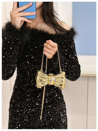 Golden Acrylic Round Clutch Purse for Parties