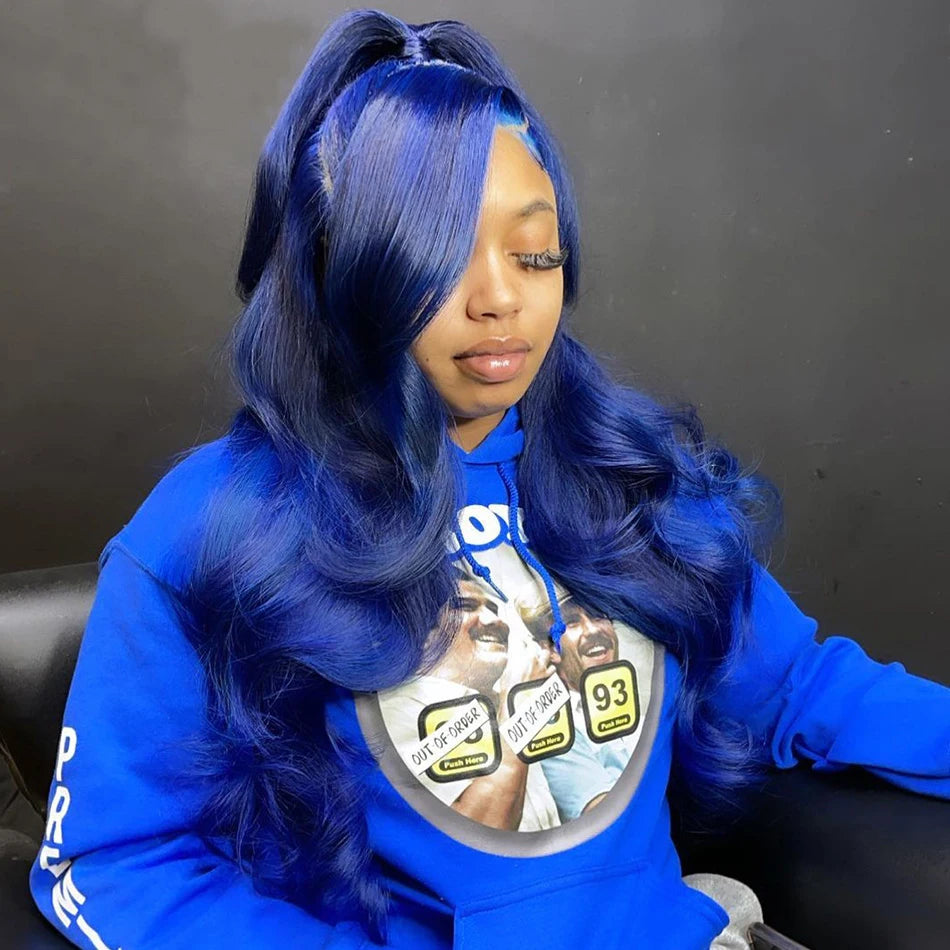 Dark Blue 13x4 Lace Front Wig Human Hair Body Wave