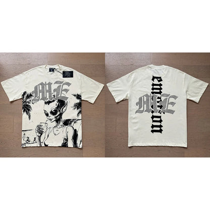 Mixed Emotion Cotton T-Shirt for Couples with Angel Print
