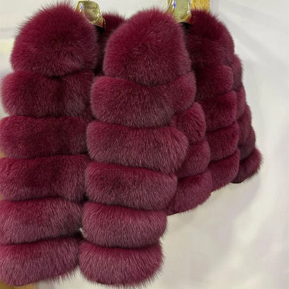 QUEENTINA Brown Fox Fur Coat for Women