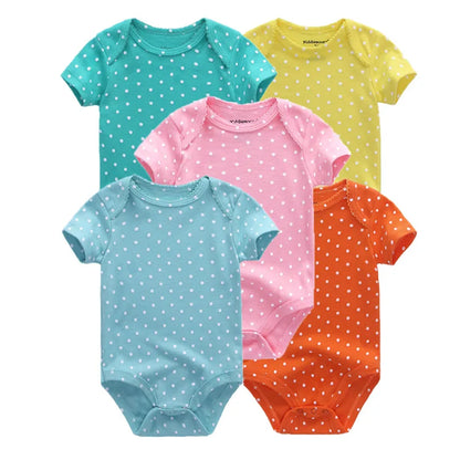 Kiddiezoom Cartoon Short Sleeve Baby Bodysuits 100% Cotton