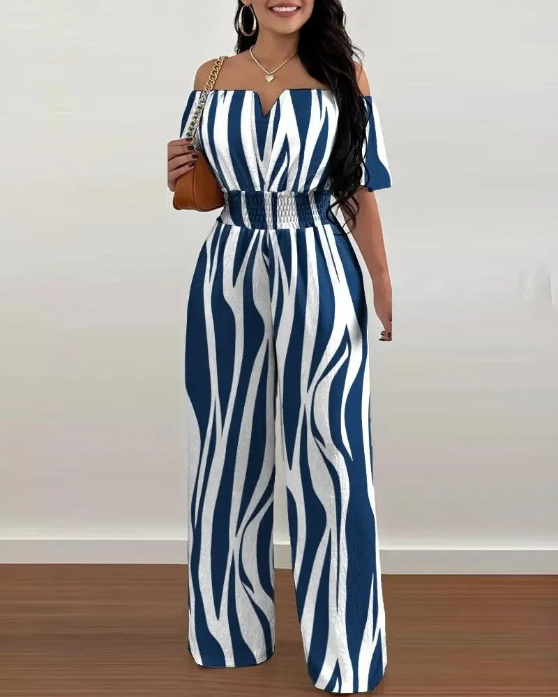 Elegant Off Shoulder Women's Jumpsuit Casual Polyester