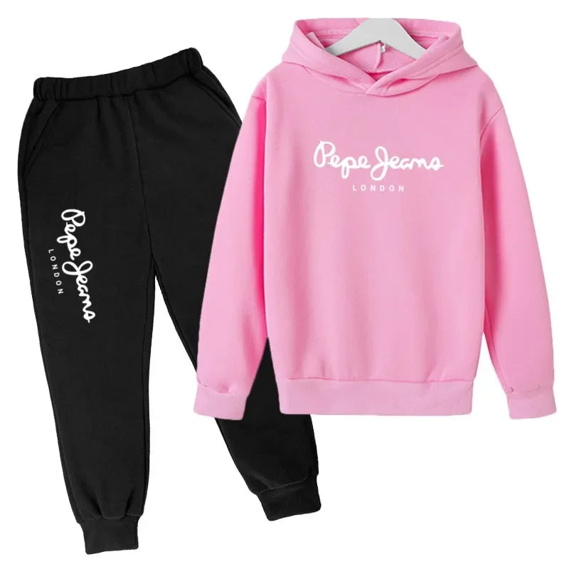 Leisure Letter Print Hoodie and Pants Tracksuit Set