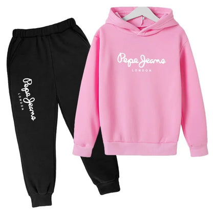 Leisure Letter Print Hoodie and Pants Tracksuit Set
