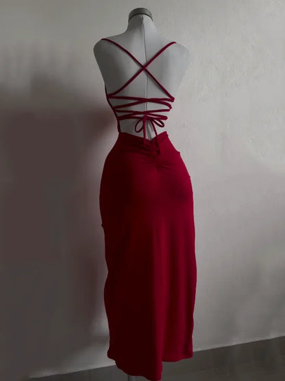 Summer Halter Strap Sheath Dress in Polyester