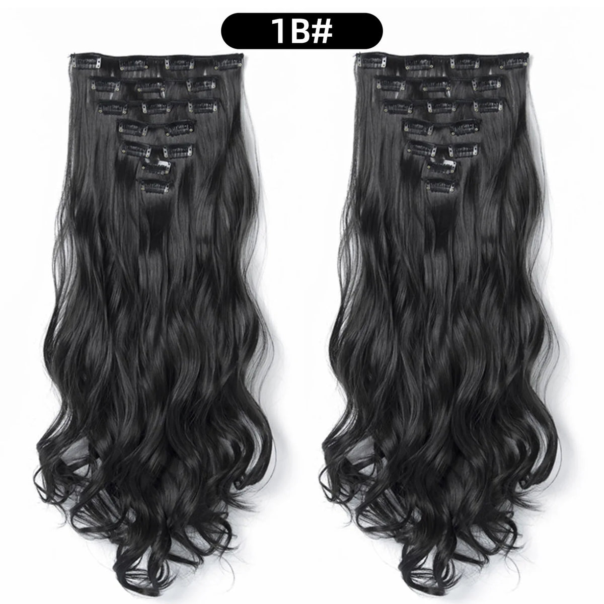 22 Inch Curly Wavy Clip In Hair Extensions Synthetic